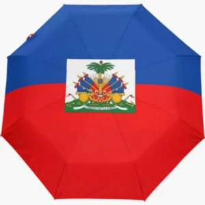 Haiti National Flag Emblem Rainproof Sun-Proof Fully Automatic Umbrella