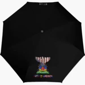 Haiti National Flag Emblem Rainproof Sun-Proof Fully Automatic Umbrella