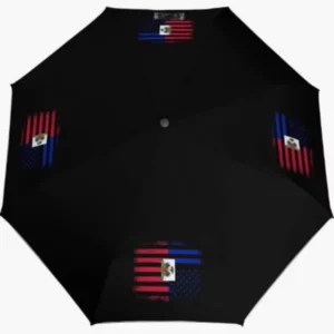 Haiti National Flag Print Fully Automatic Rain and Sun Umbrella