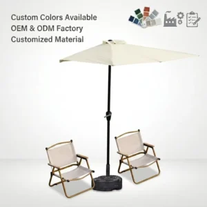 Half Round Patio Umbrella Outdoor Aluminum Pole Off-the-wall Garden Parasol for Balcony Courtyard Door Window Bistro