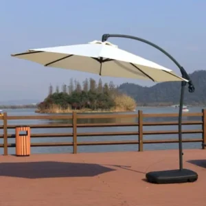 Hand-Push Banana Umbrella Factory Direct Supply Large Foldable Polyester Sunshade with Base for Park and Beach