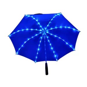 Handle Flashlight Design Outdoor Travel Ribs Shining Custom Color Led Light Umbrella
