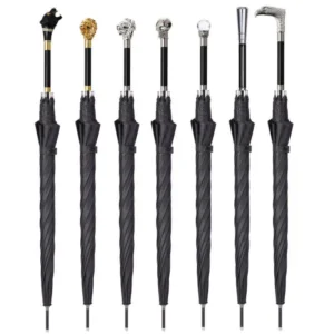 Handmade Crown-Head Long-Handle British-Style Business Umbrella