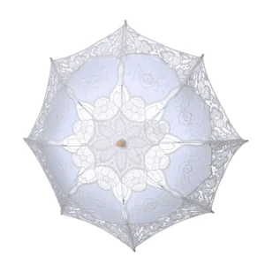Handmade Large Vintage Lace Wedding Sun Umbrella Luxurious Bohemian Black Bride Parasol Manual Opening Artificial White Folding