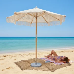 Handmade Macrame Crochet Foldable Waterproof Beach Garden Umbrella
