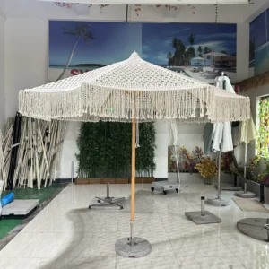 Handmade Macrame Crochet Umbrella Fringe for Courtyard Gym Hospital Warehouse Supermarket Beach Garden