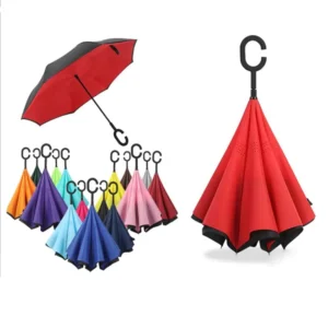 Hands Free C Handle Double Layer Upside Down Reversible Inversion Reverse Inverted Umbrella