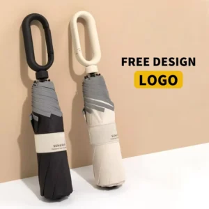 Hands-Free Custom Logo Folding Umbrella Ring Buckle Windproof Foldable UV Protection Personalized Umbrella