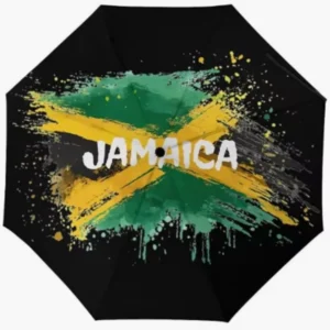 Handy Carry Jamaica National Flag Emblem Themed Element Pattern Print Promotion Fully Automatic Folding Umbrella