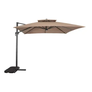 Hanging 9ft Patio Parasol with LED Lights and Auto Tilt for Garden