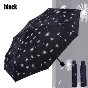 Happy Swan Dandelion Mini Umbrella 3 Folding Manual Open and Close Umbrella