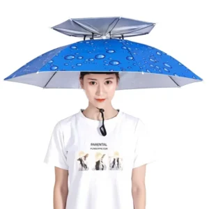 Hat Umbrella Double Layer Canopy Head Worn Sun Umbrella Outdoor Use Fishing Beach Oxford Cloth Manual Opening Closing Hands Free