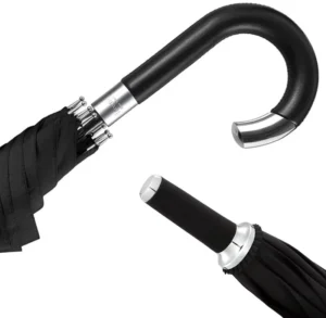 Hawaii Black Automatic Windproof Elderly Walking Stick Fiberglass Straight Umbrella