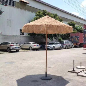 Hawaii Raffia Wooden Garden Thatched Parasol Straw Umbrella