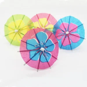 Hawaiian Tropical Beach Sticks Little Paper Umbrellas Wood Disposable Toothpicks Decorations Mini Drink Umbrella Cocktail Picks