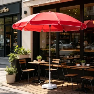 Heavy-Duty 140cm Outdoor Umbrella with Double Ribs, Vented Wind-Resistant Design