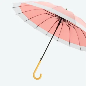 Heavy Duty 16 Ribs Semi Automatic Windproof Long Handle Straight Umbrella with Splicing Color