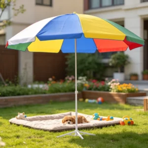 Heavy Duty 170cm Radius Sun Umbrella Anti Rust Galvanized Metal Pole Outdoor Patio Market Beach Parasol