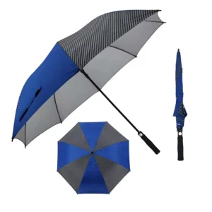 Heavy Duty 30 Inch Spliced Blue Striped Silver UV Coating Full Fiberglass Frame Ribs Fiberglass Shaft EVA Handle Golf Umbrella