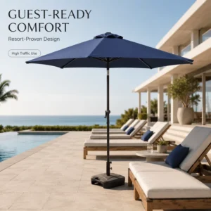 Heavy Duty 7.5ft Patio Market Umbrella with 6 Iron Ribs 200g Color-Fast Fabric Aluminum Tilt Factory Supply