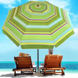 Heavy Duty Aluminum Beach Umbrella with Anchor Windproof UV Protection