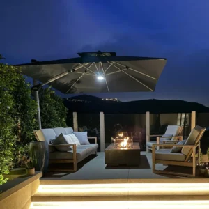 Heavy Duty Aluminum Side Pole Cantilever LED Waterproof UV Protection Patio Umbrella for Outdoor Use