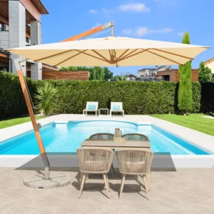 Heavy Duty Aluminum Side Pole Cantilever Pagoda Garden Beach Parasol Outdoor Patio Umbrella Waterproof