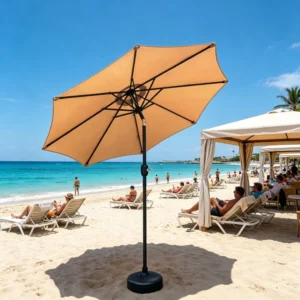Heavy Duty Beach Umbrella, UV Resistant, Double Top, Custom Logo, Villa and Cafe Parasol