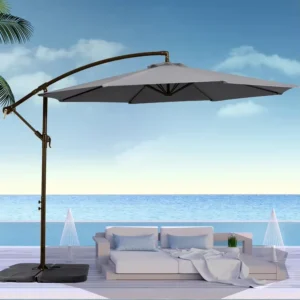Heavy Duty Cantilever Offset Patio Umbrella 360 Rotation Waterproof UV Protection Aluminum for Garden Poolside