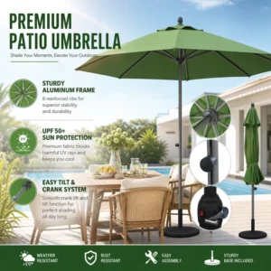 Heavy Duty Cantilever Parasol Manual Tilt Crank Garden Umbrella For Outdoor Restaurants Patios Wedding Venue Lawn