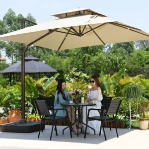 Heavy Duty Cantilever Patio Umbrella Large Roman Umbrella for Garden Villa Outdoor Commercial Sunshade with Base
