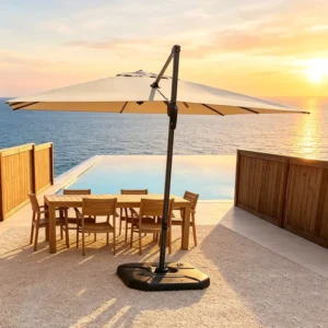 Heavy-Duty Cantilever Patio Umbrella Manufacturer Wind-Resistant Double-Top Outdoor Roman Parasol