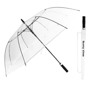 Heavy Duty Clear Transparent Golf Umbrella 60-Inch Compact with Sleeve Lightweight Golf Umbrella for Rainy Season OEM