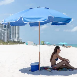 Heavy-Duty Commercial Beach Umbrella with Fiberglass Frame and Polyester Fabric