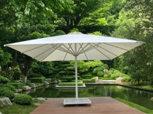 Heavy Duty Large Central Pole Sun Umbrella Anti-UV Waterproof Parasol Custom Logo for Commercial Venues