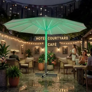 Heavy Duty Offset Cantilever Umbrella 360-Degree Rotation Aluminum Pole Windproof Cloth for Cafe Hotel Patio Backyard Outdoor