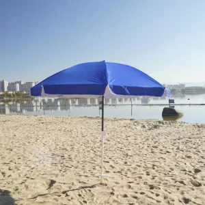 Heavy Duty Outdoor Stainless Steel Pole Beach Umbrella with High Wind Protection, Sand Anchor and Carry Bag