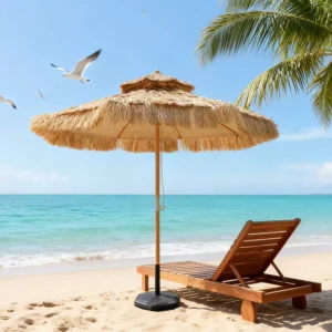 Heavy Duty Patio Garden Straw HAWAIIAN Thatch Beach Umbrella