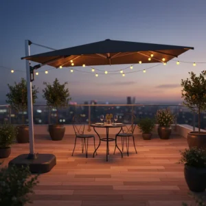Heavy Duty Small Offset Patio Umbrella Aluminum Cantilever Parasol with Cast Crank System for Hotel Resort Projects