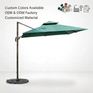 Heavy Duty Square Double-Top Cantilever Patio Umbrella with Steel and Aluminum Frame for All-Weather Outdoor Use
