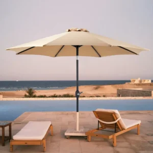 Heavy Duty Steel Center Pole Umbrella UV Protection Outdoor Garden Patio Commercial All Weather Sunshade Parasol for Villa