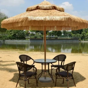 Heavy Duty Straw Beach Umbrella Outdoor Thatched French Parasol for Backyard Sand & Swimming Pool Leisure Areas