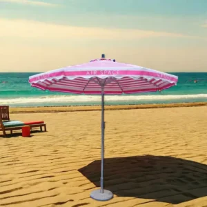 Heavy-Duty Striped Outdoor Umbrella with Custom Printed Logo, Center Pole, for Restaurant