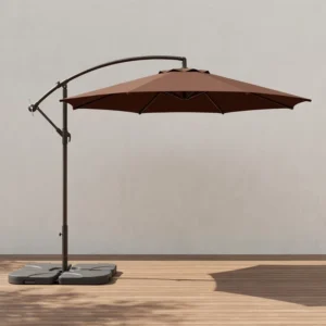 Heavy Duty UV Protection Cantilever Umbrella for Courtyards, Square Beige Double-Top Design with Base