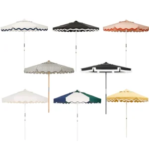 Heavy Duty Waterproof Garden Market Umbrella with Fringe and Boho Tassels for Restaurants