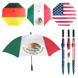Heavy-Duty Windproof Oversized Printed Flag Golf Umbrella Mexico Flag Union Jack US