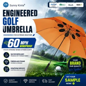 Heavy-Duty Yellow Windproof Stick Golf Umbrella