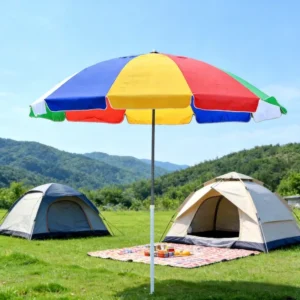 Heavy Stable Double Frame 160cm Outdoor Parasol Windproof Water Resistant UV Shield Beach Garden Street Stall Balcony Umbrella