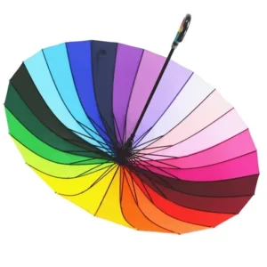 High-Density Waterproof Colorful Rainbow Umbrella with Customized Logo Printing