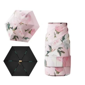 5-Fold Compact Portable Mini Rain and Sun Umbrella for Women UV Protection